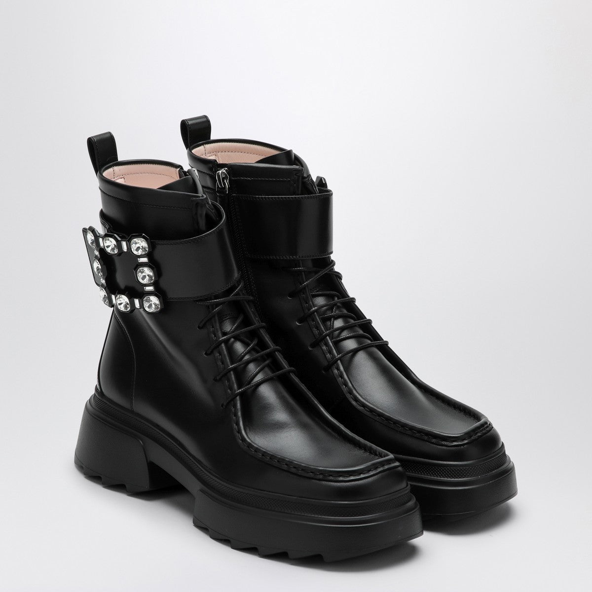 ROGER VIVIER Black leather lace-up boot